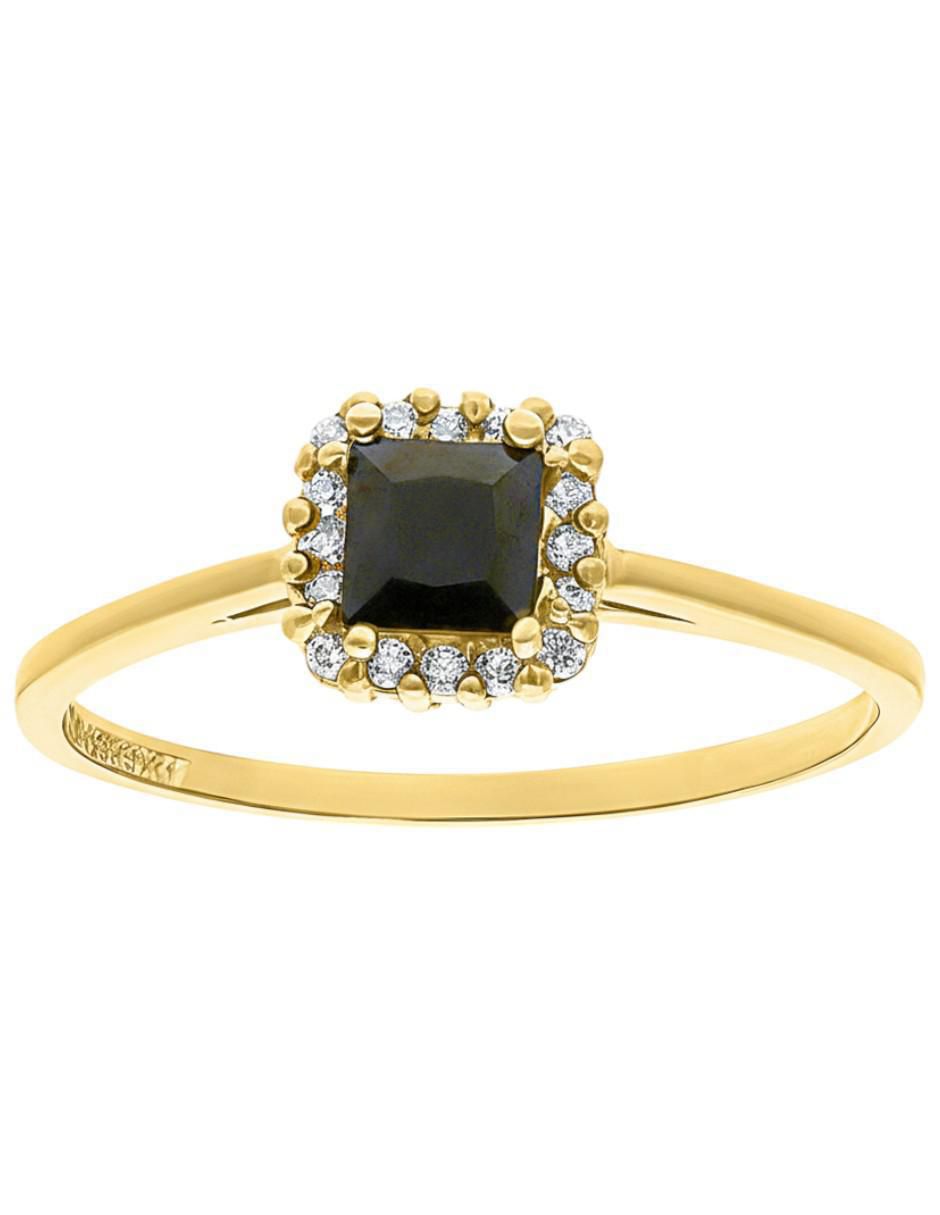 Anillo cuadrado 10 k de oro zirconia brillante 2