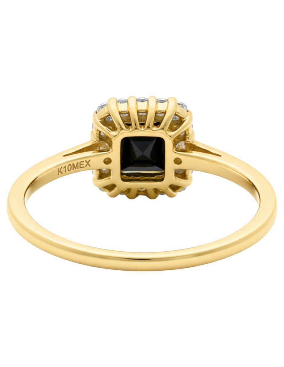 Anillo cuadrado 10 k de oro zirconia brillante 3