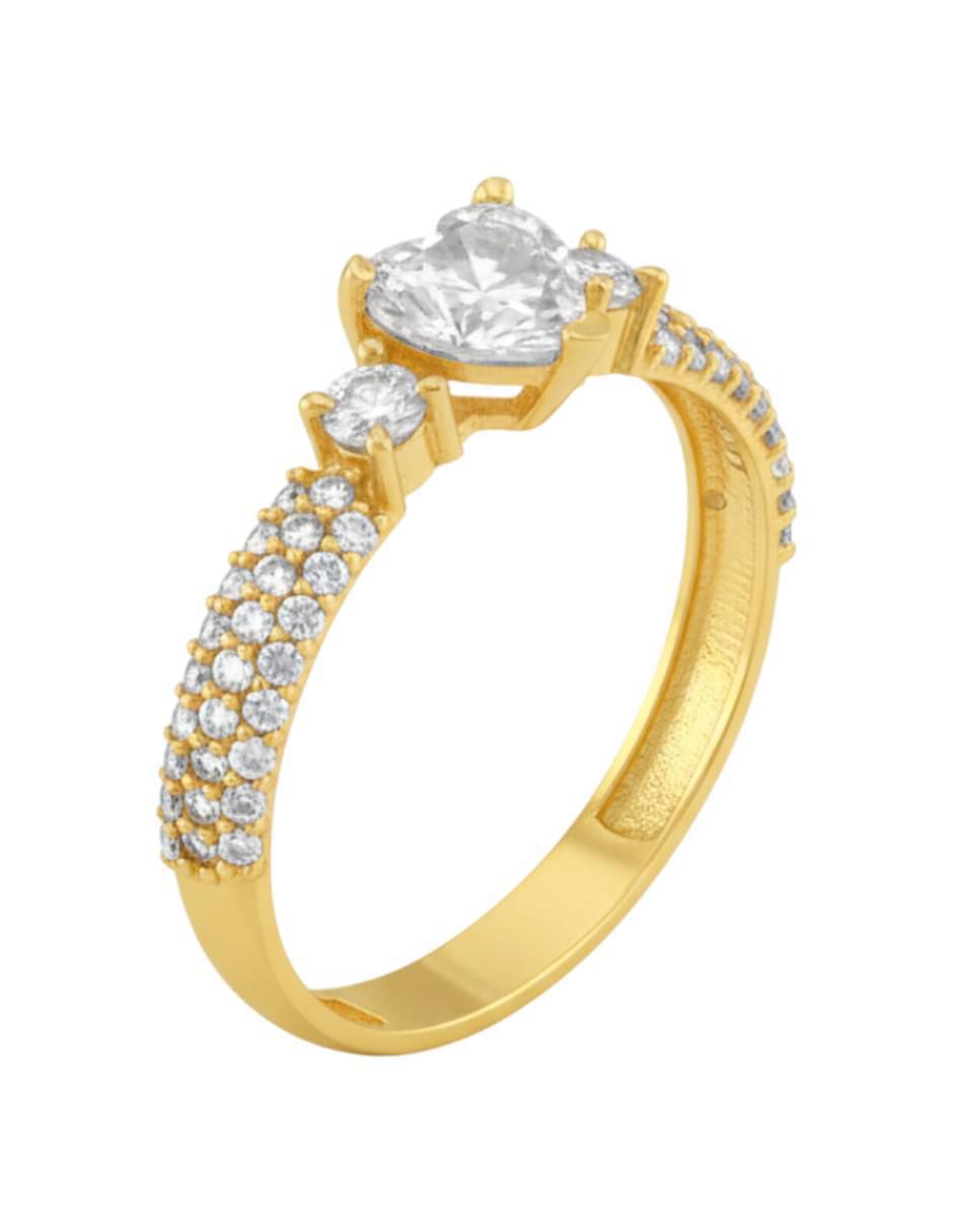 Anillo de corazón 10 k de oro zirconia brillante