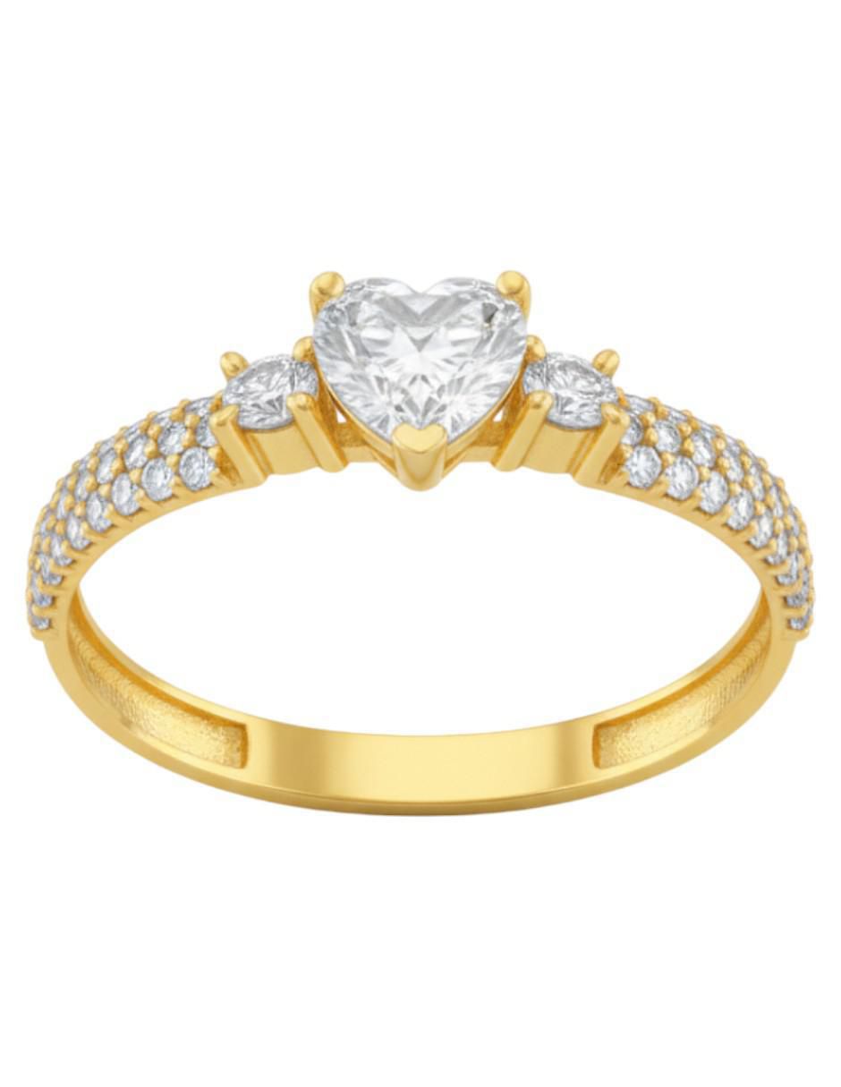 Anillo de corazón 10 k de oro zirconia brillante 2