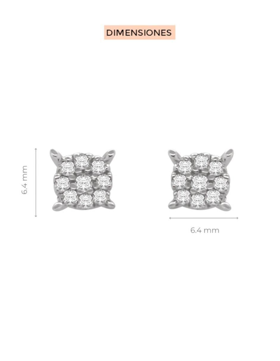 Aretes de Minerva de oro blanco 14 K con acabado brillante diamante 3