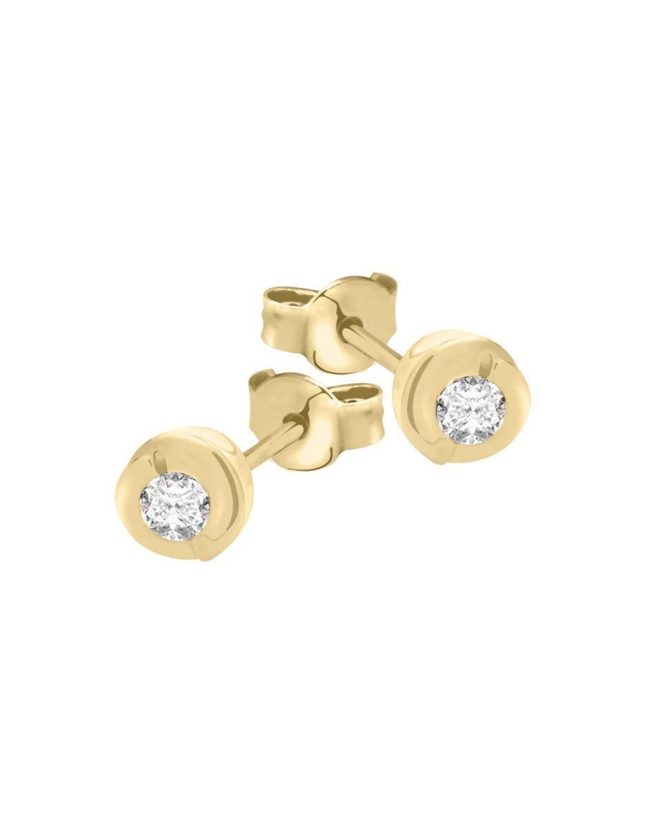 Aretes Nuvole de oro 14 K con acabado brillante diamante 2