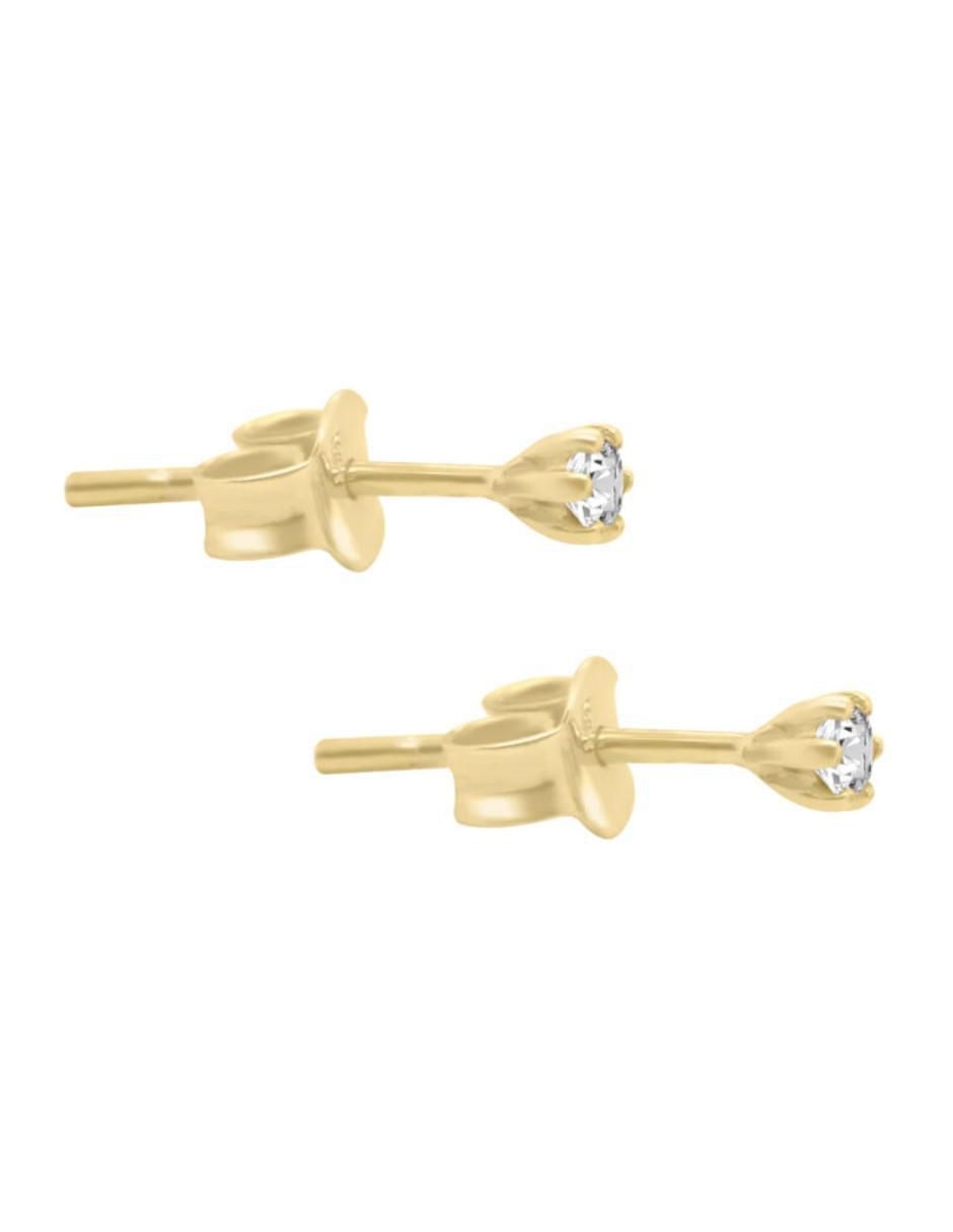 Broqueles forma redonda Bonny de oro 14 k con acabado brillante Diamante 2