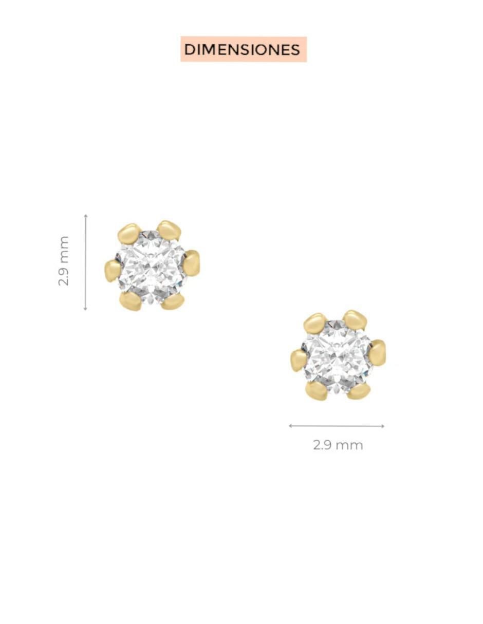 Broqueles forma redonda Bonny de oro 14 k con acabado brillante Diamante 4