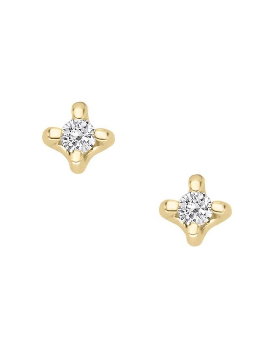 Aretes cortos de rombo Escape de oro 14 K con acabado brillante diamante