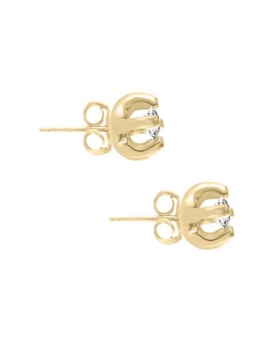 Aretes cortos de rombo Escape de oro 14 K con acabado brillante diamante 2