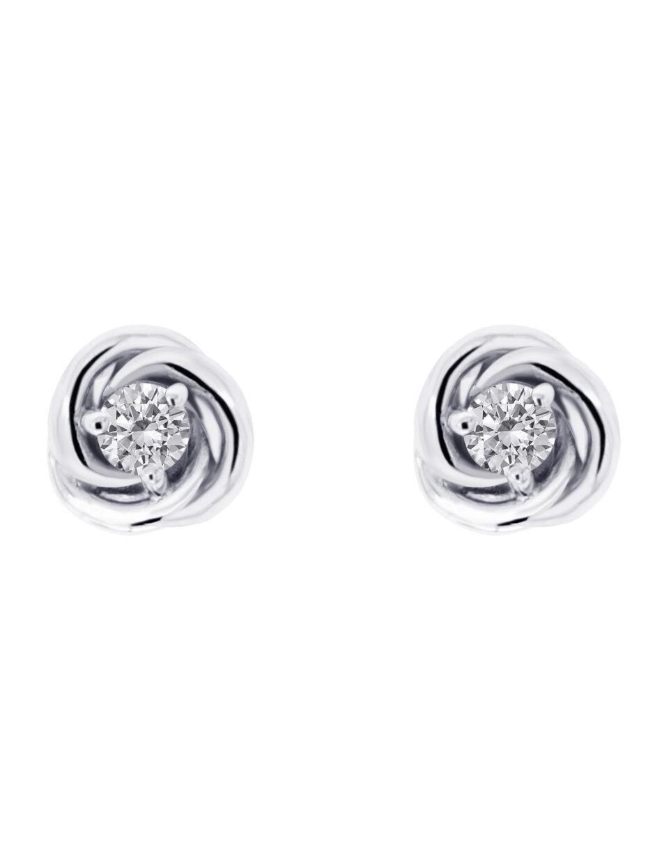 Aretes cortos de flor Gianna de oro 14 K con acabado brillante diamante