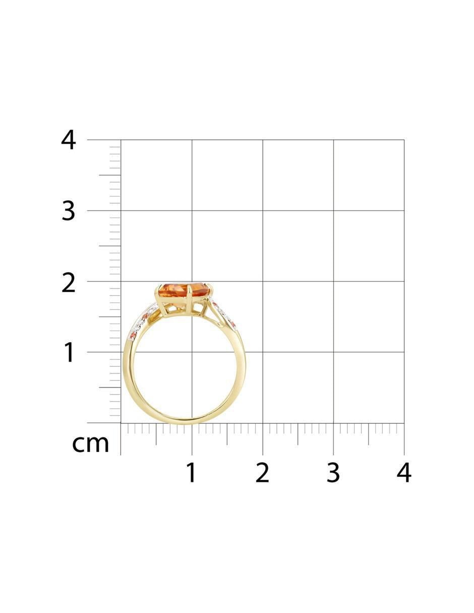 Anillo 14 k de oro amarillo citrina y diamante brillante 5