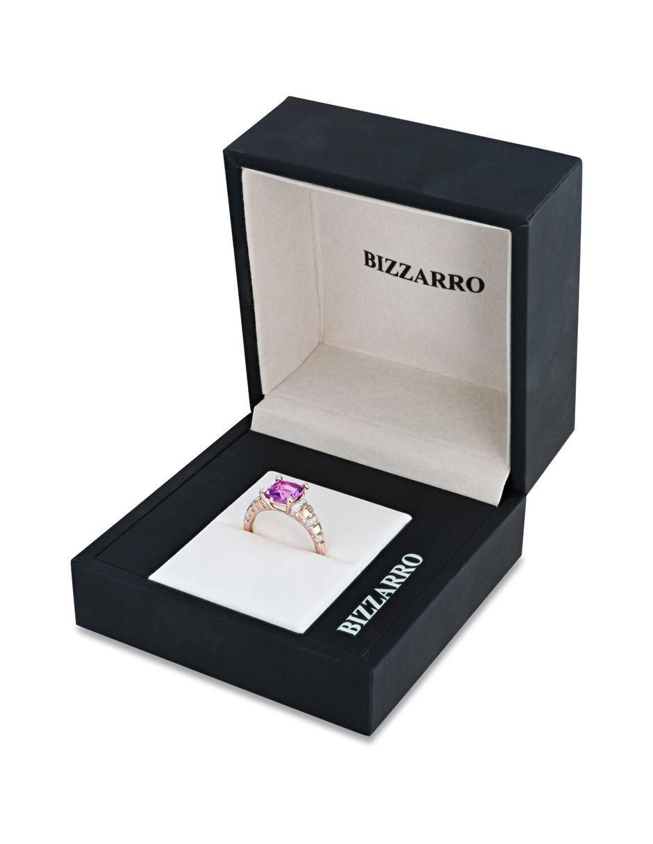 Anillo 14 k de oro rosa amatista y diamante brillante 5