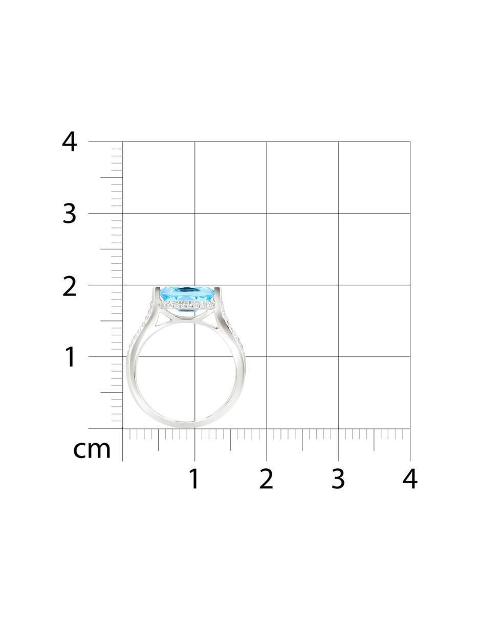 Anillo 14 k de oro blanco topacio y diamante brillante 6
