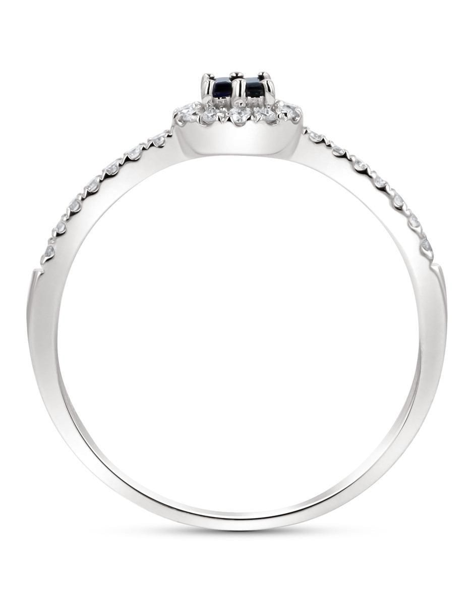 Anillo de baguette 14 k de oro blanco zafiro y diamante brillante 5
