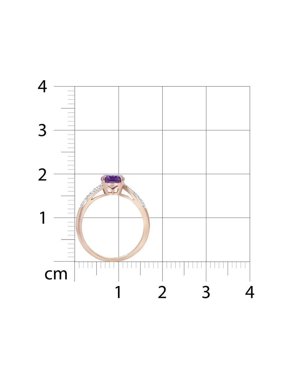 Anillo 14 k de oro rosa amatista y diamante brillante 6