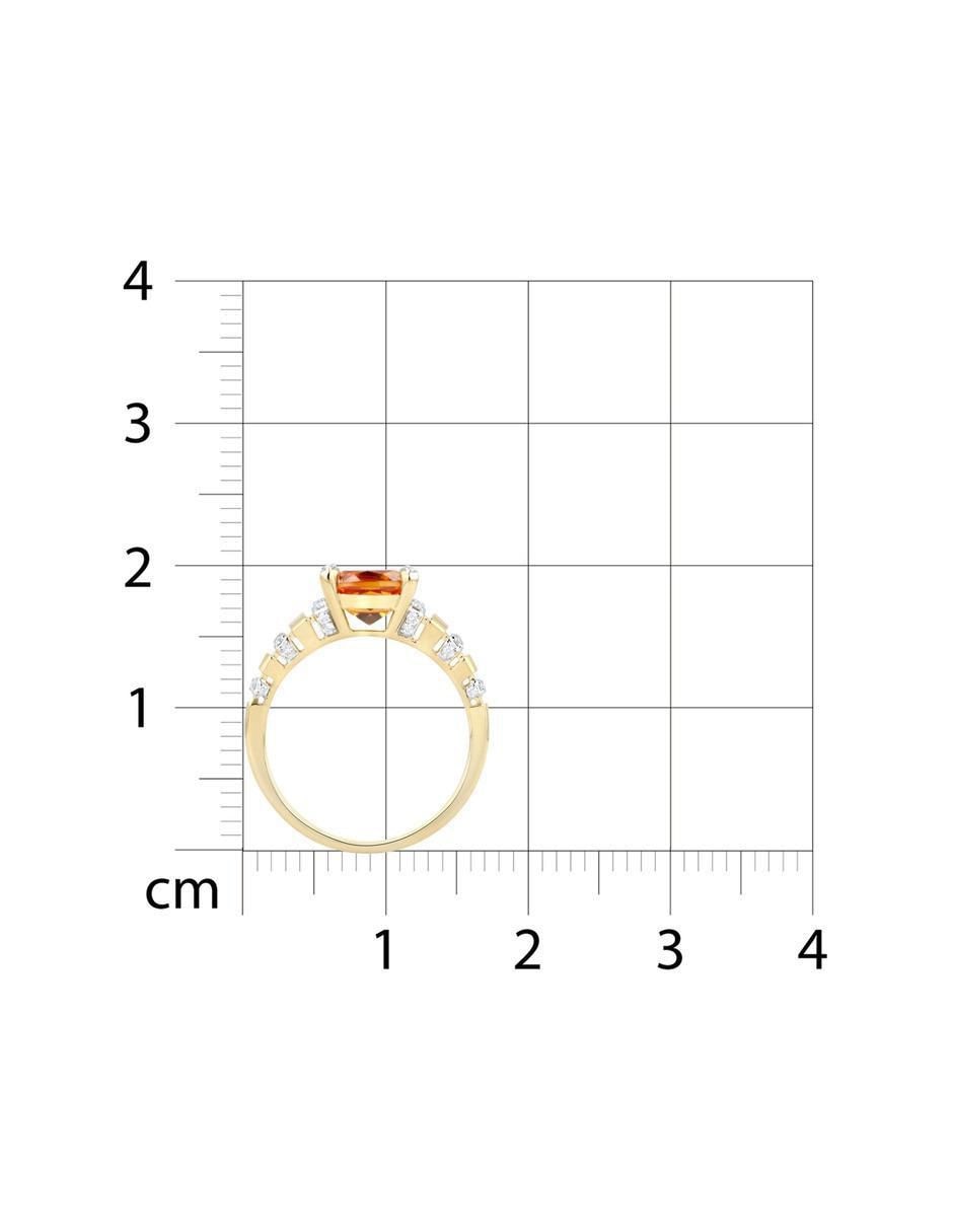 Anillo 14 k de oro amarillo citrina y diamante brillante 6