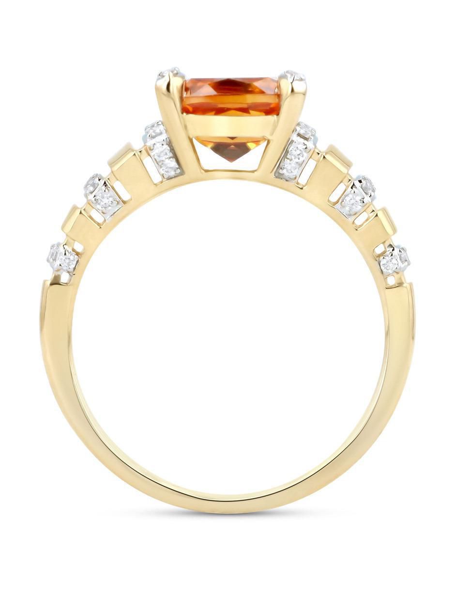 Anillo 14 k de oro amarillo citrina y diamante brillante 4