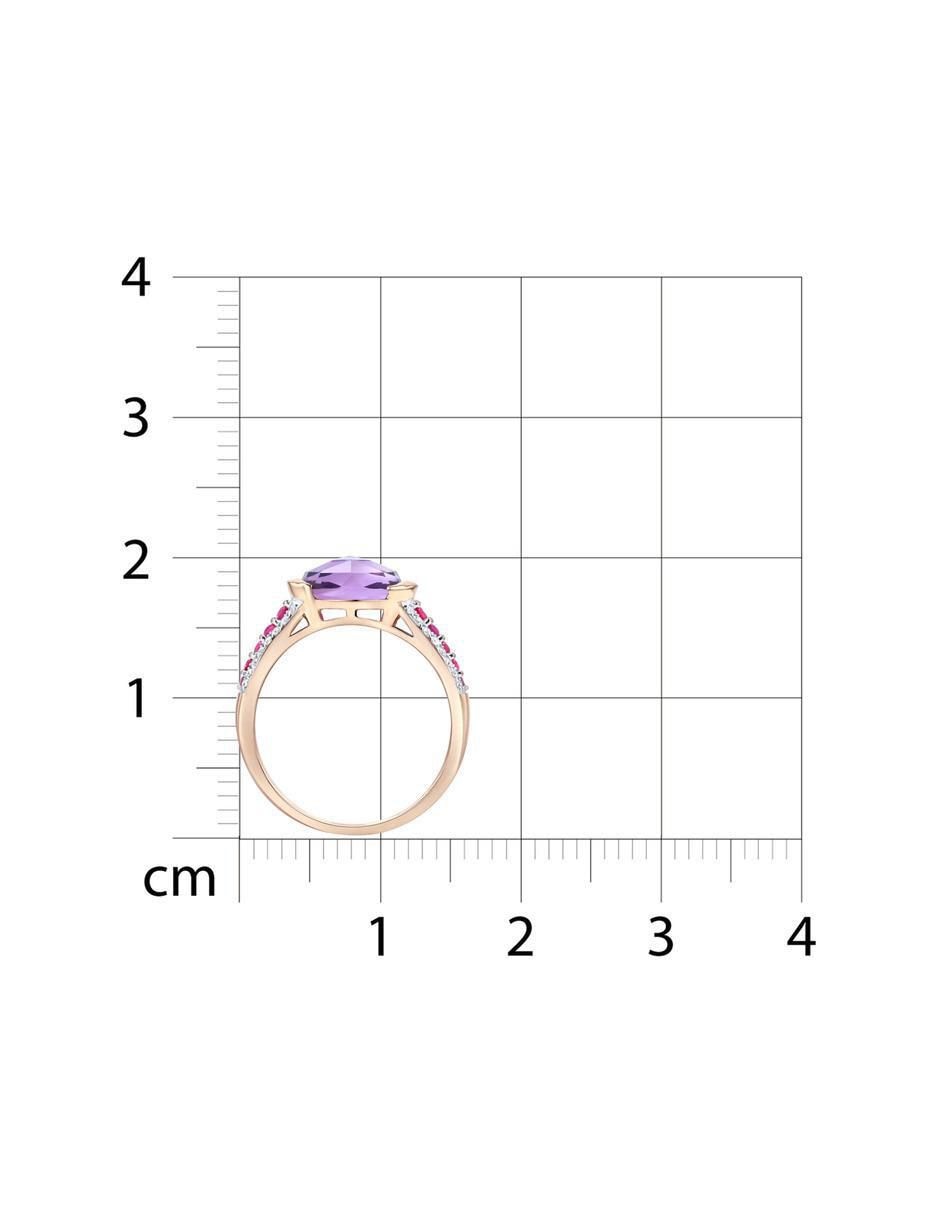 Anillo 14 k de oro rosa amatista y diamante brillante