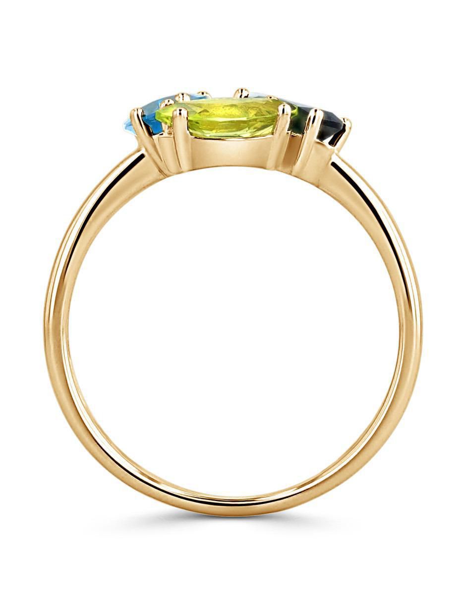 Anillo 14 k de oro amarillo diamante brillante 5
