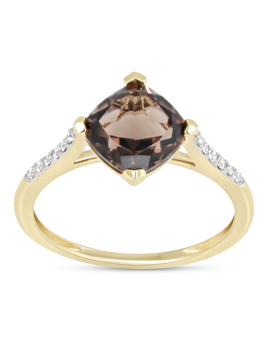 Anillo 14 k de oro amarillo diamante brillante 1