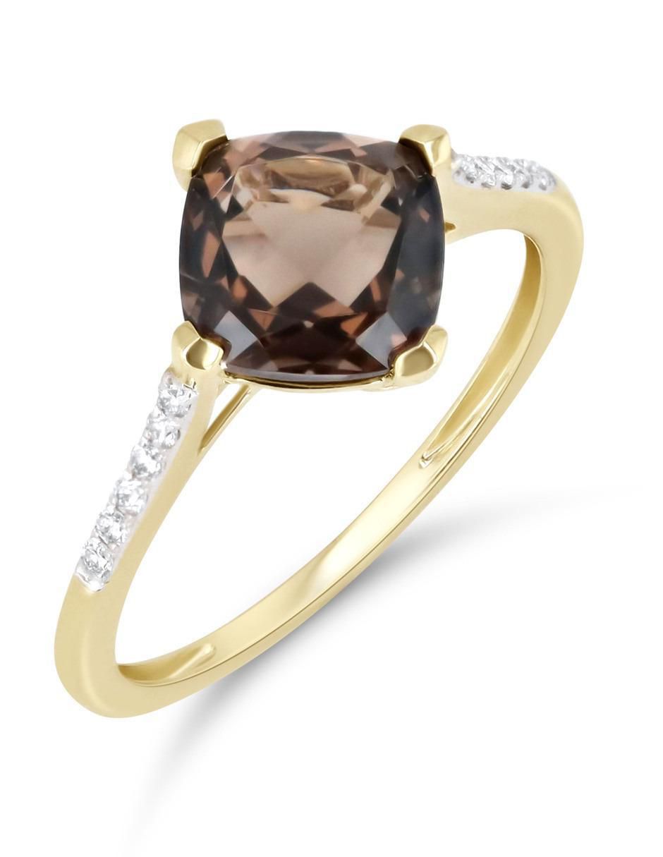 Anillo 14 k de oro amarillo diamante brillante