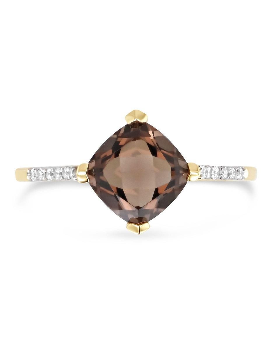 Anillo 14 k de oro amarillo diamante brillante