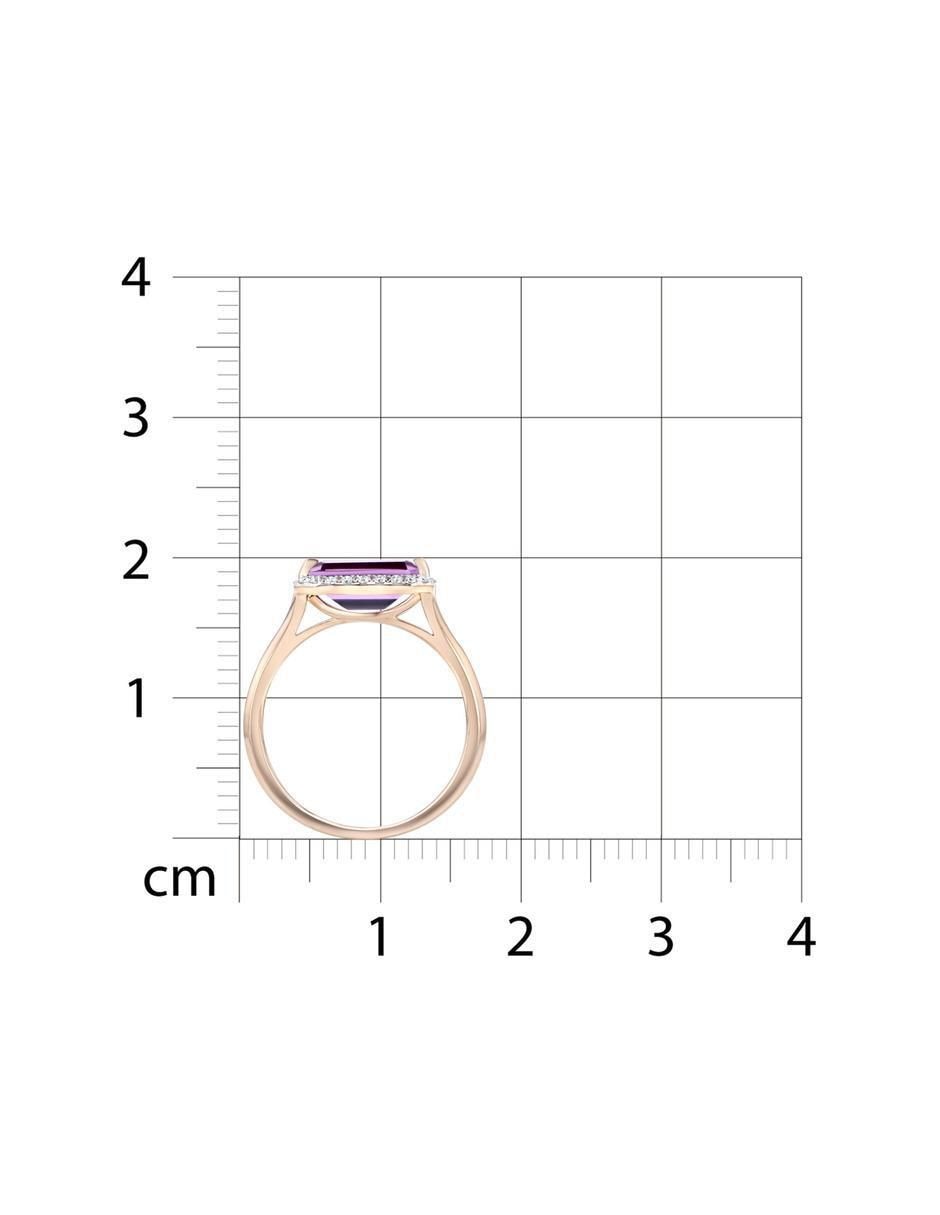Anillo 14 k de oro rosa amatista y diamante brillante 6