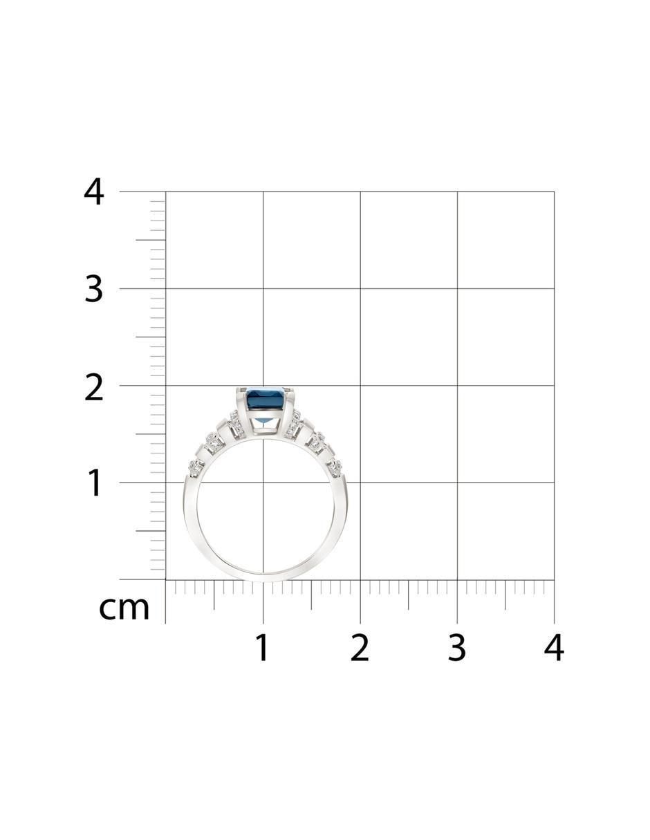 Anillo 14 k de oro blanco topacio y diamante brillante 5