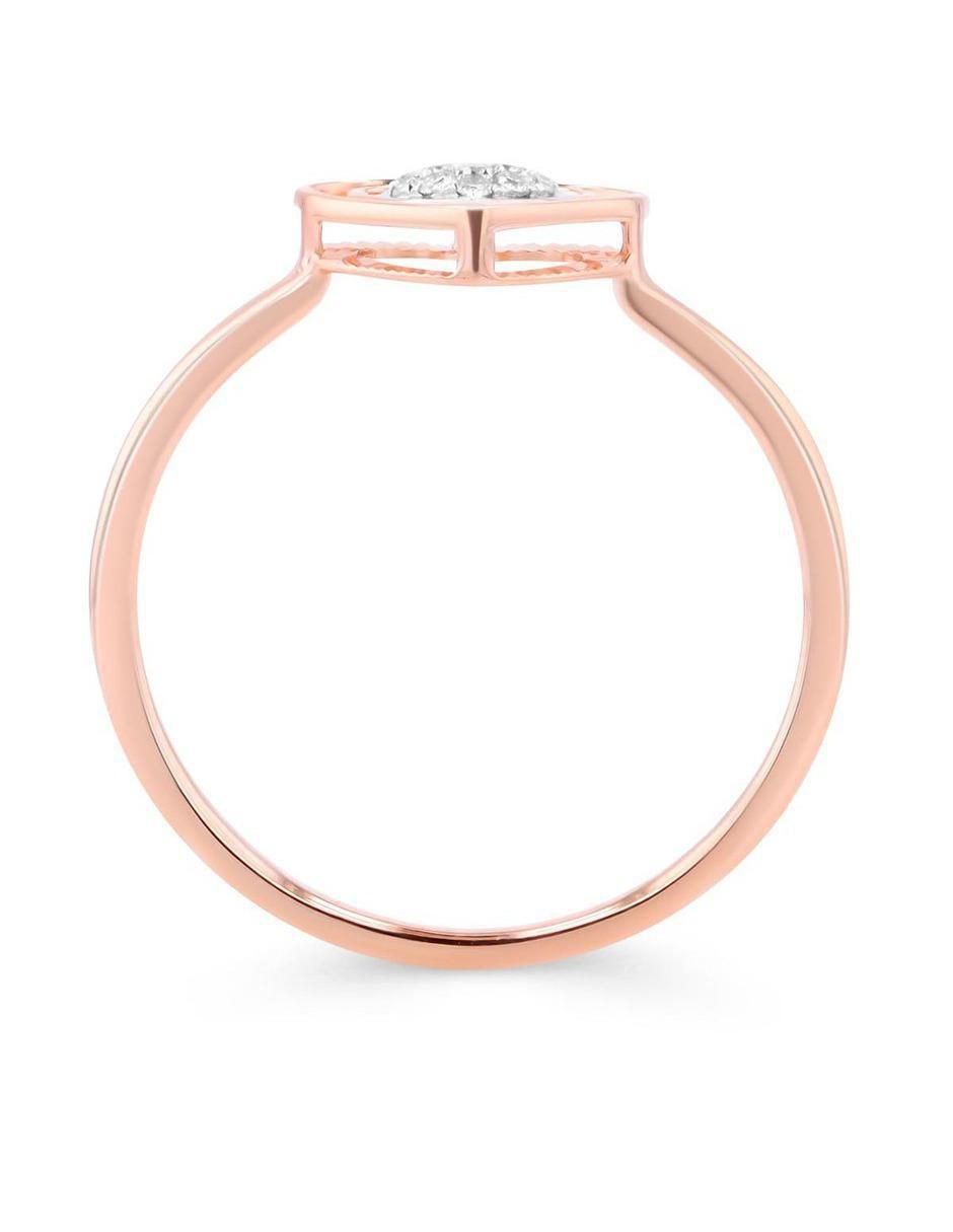 Anillo de corazón 14 k de oro rosa diamante brillante 5