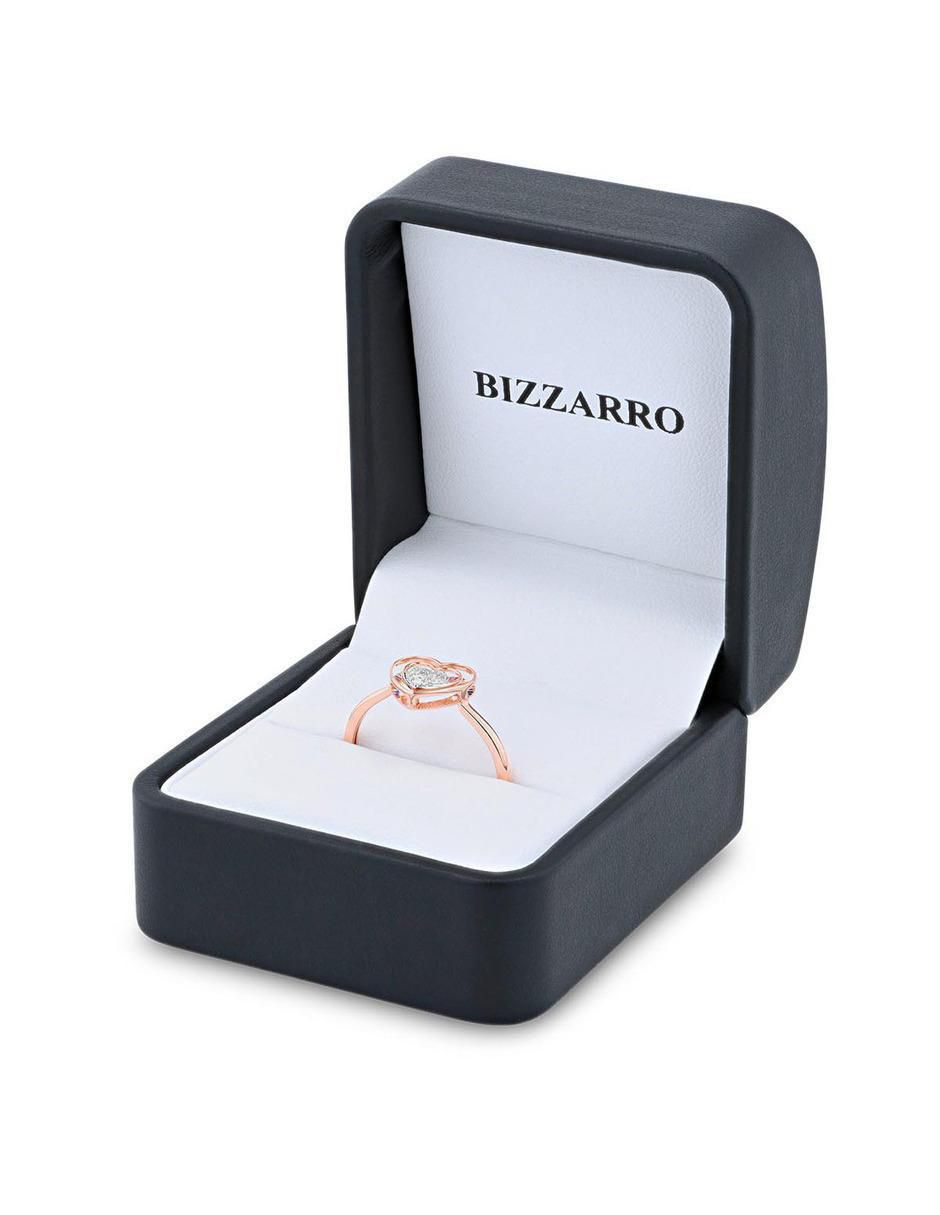 Anillo de corazón 14 k de oro rosa diamante brillante 6