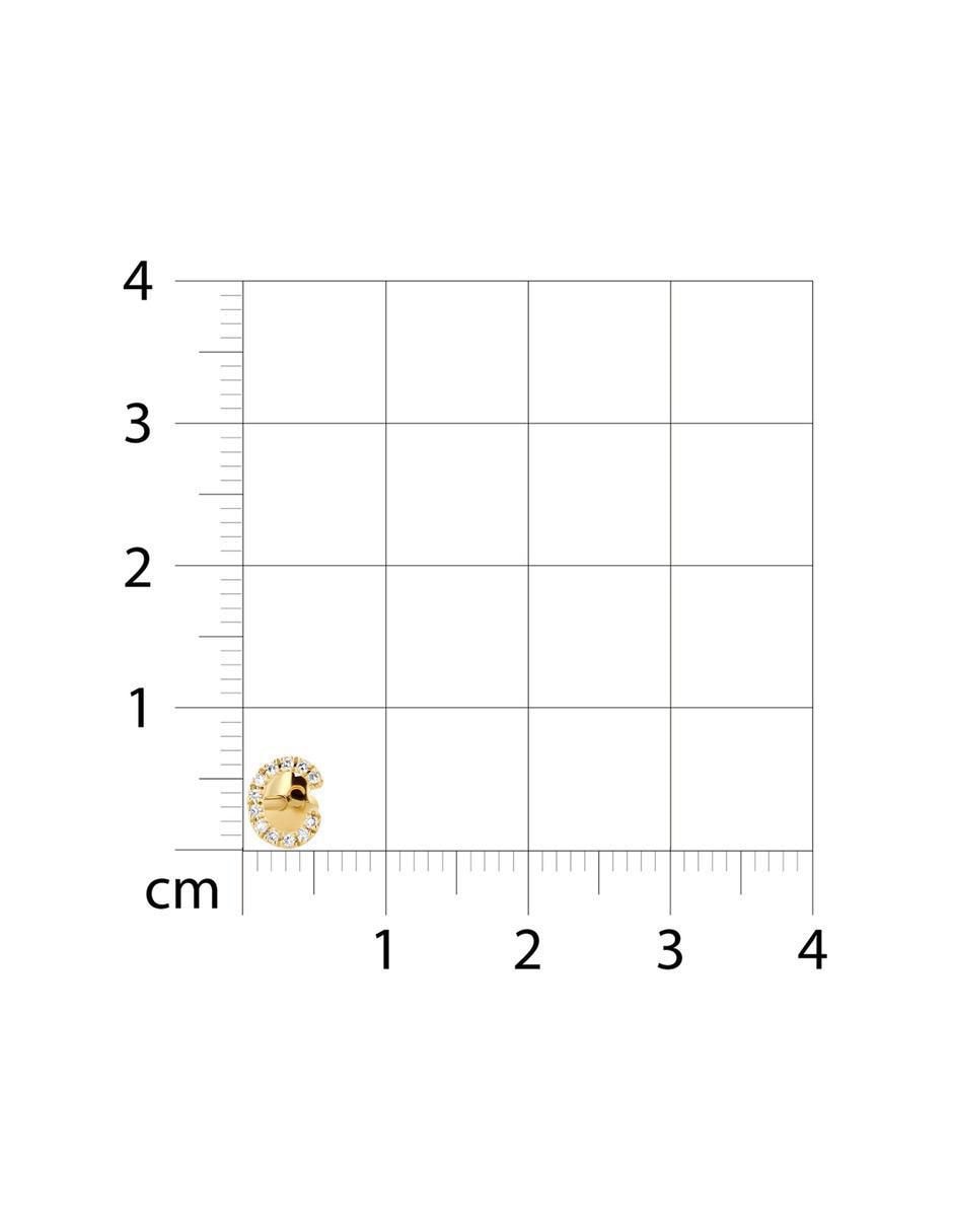 Broqueles de letra C de oro amarillo 14 K con acabado brillante diamante 5