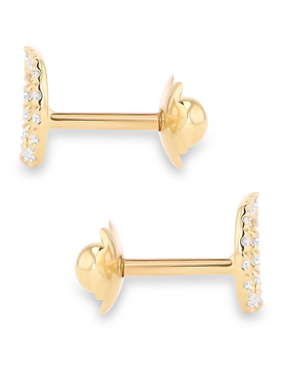 Broqueles de letra D de oro amarillo 14 K con acabado brillante diamante 3