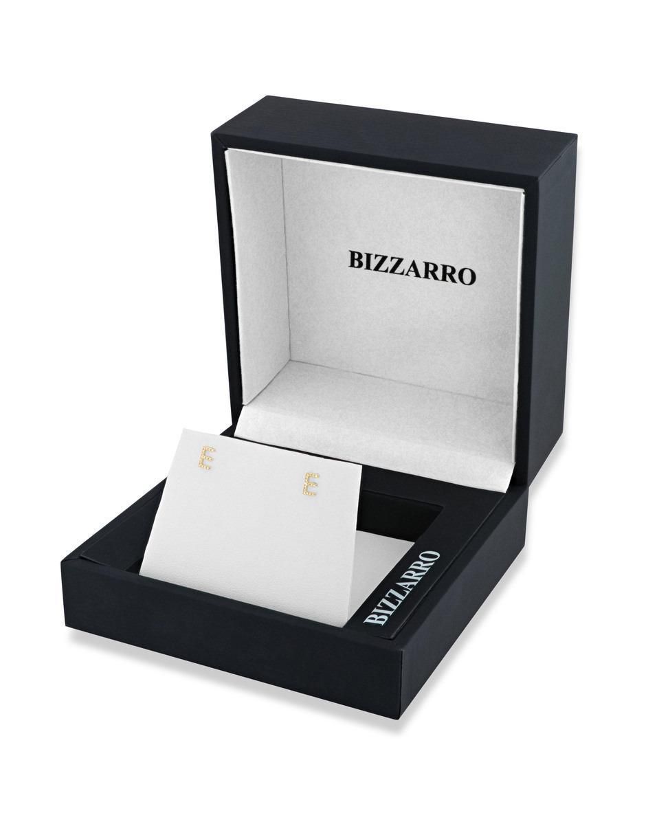 Broqueles de letra E de oro amarillo 14 K con acabado brillante diamante 4
