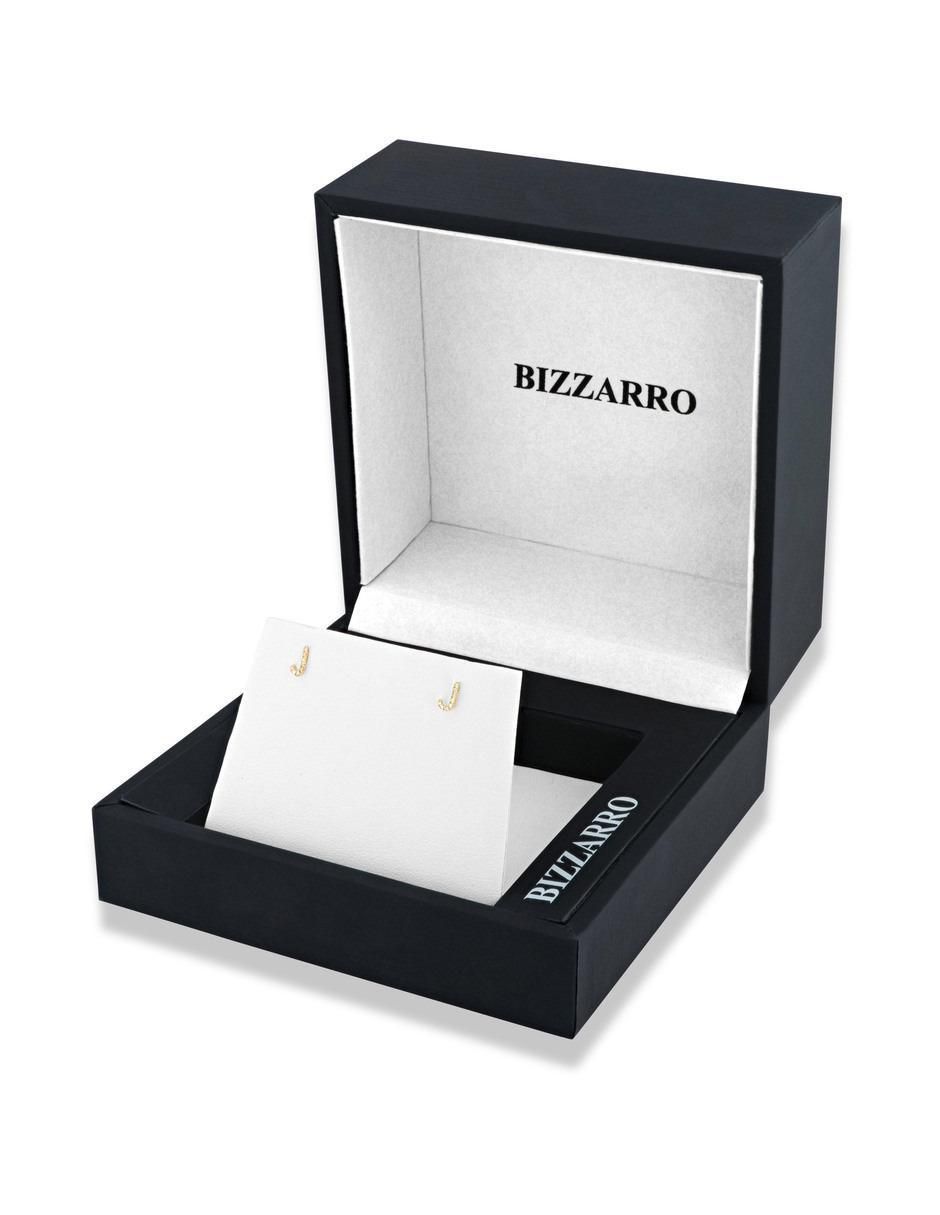 Broqueles de letra J de oro amarillo 14 K con acabado brillante diamante 4