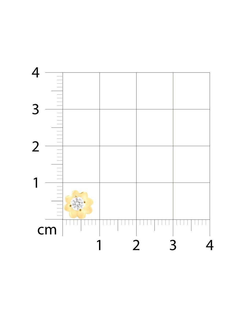 Broqueles de flor de oro amarillo 14 K con acabado brillante diamante 5