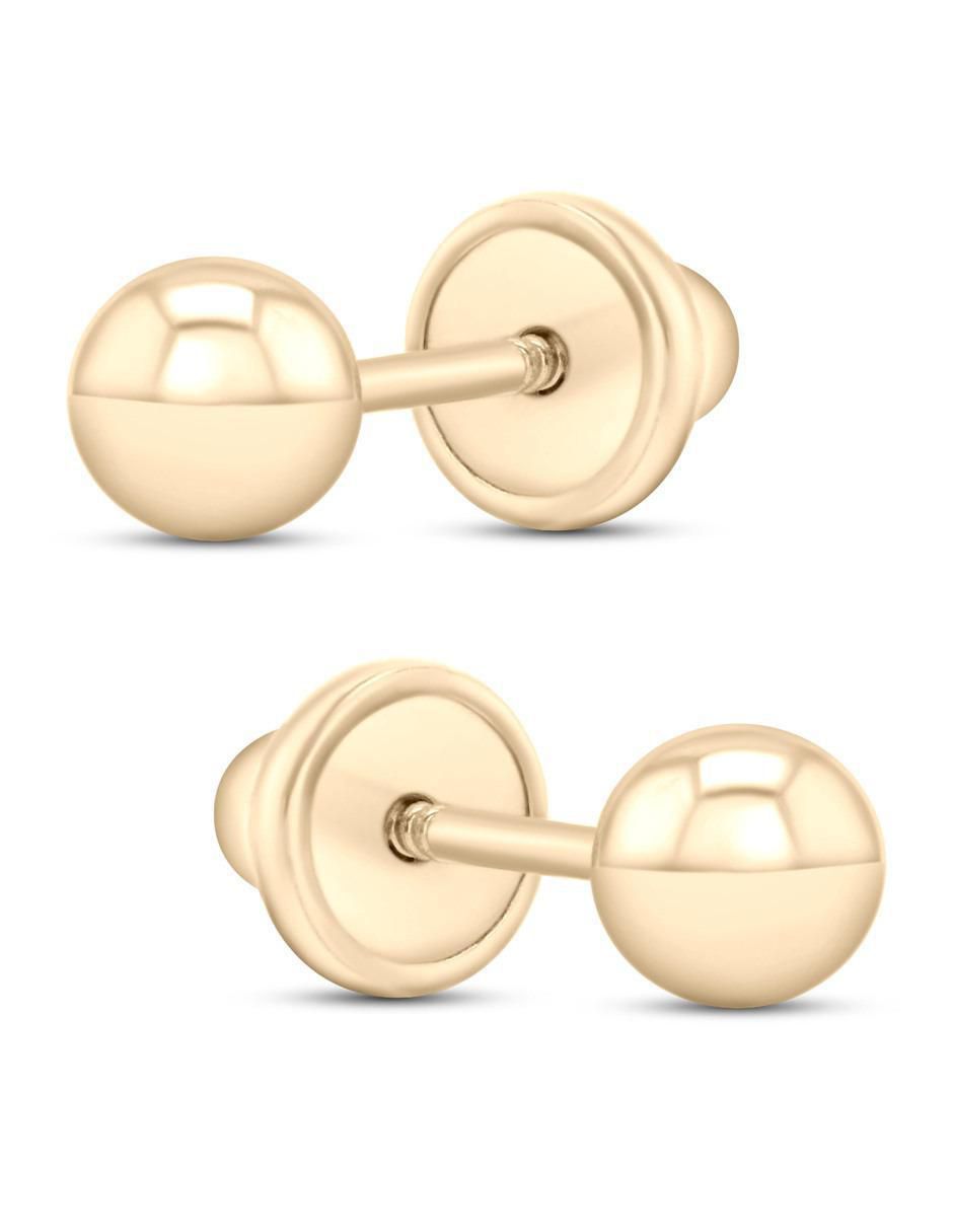 Broqueles de esfera de oro amarillo 14 K con acabado brillante 2