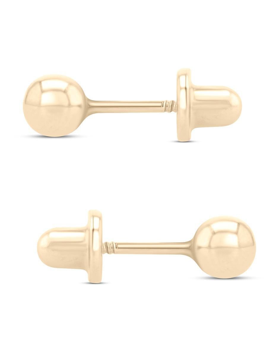 Broqueles de esfera de oro amarillo 14 K con acabado brillante 3