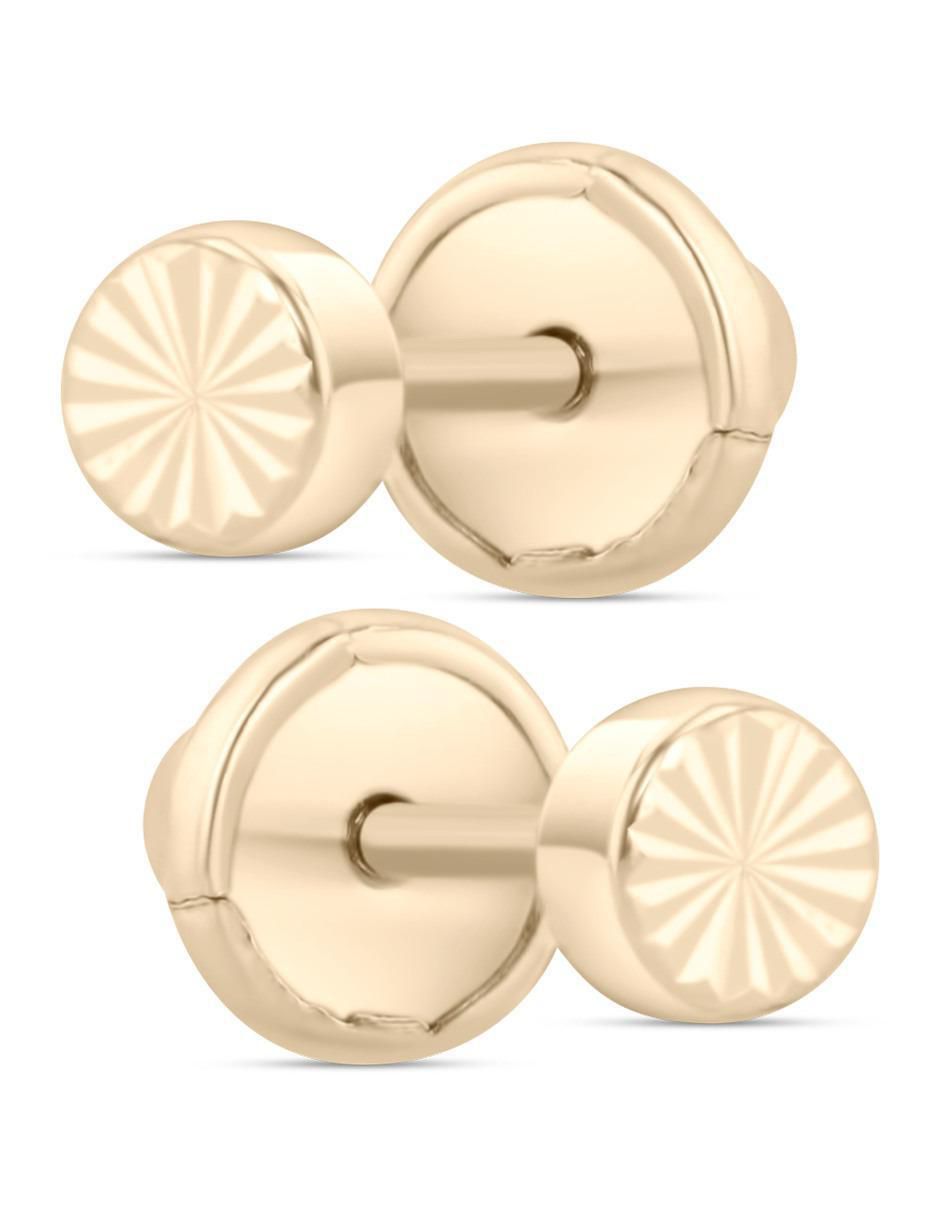 Broqueles circulares de oro amarillo 14 K con acabado brillante 2
