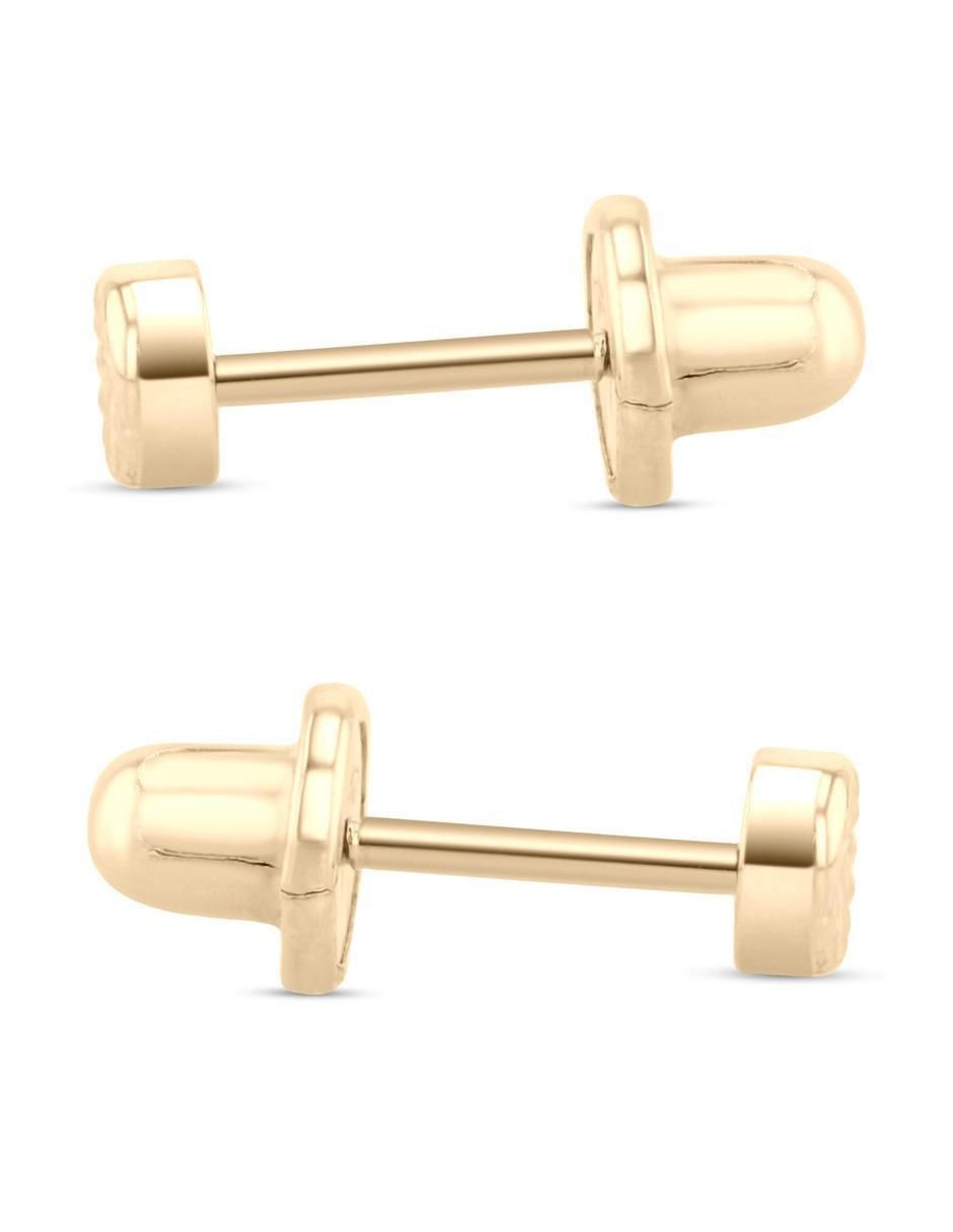 Broqueles circulares de oro amarillo 14 K con acabado brillante 3
