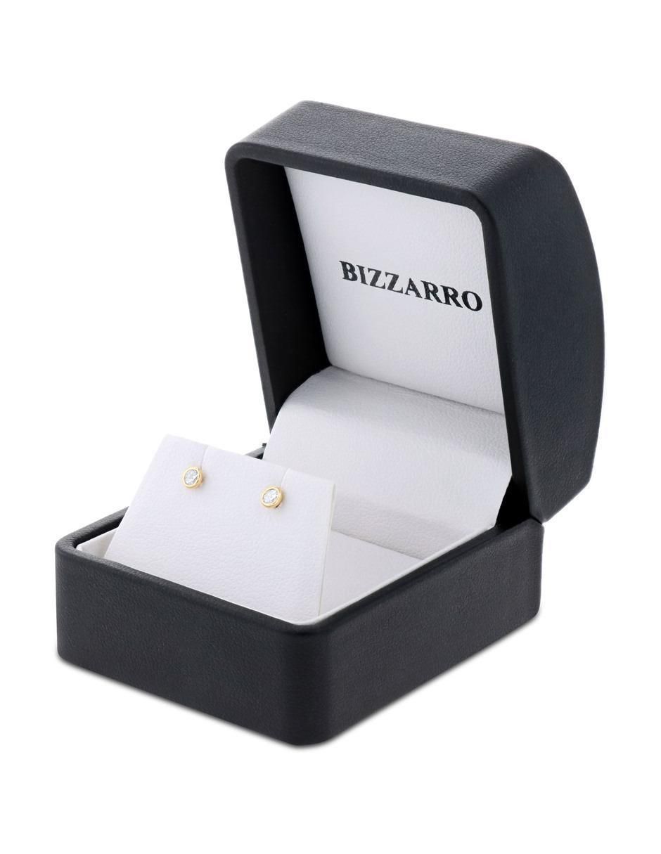 Broqueles circulares de oro amarillo 14 K con acabado brillante zirconia 4