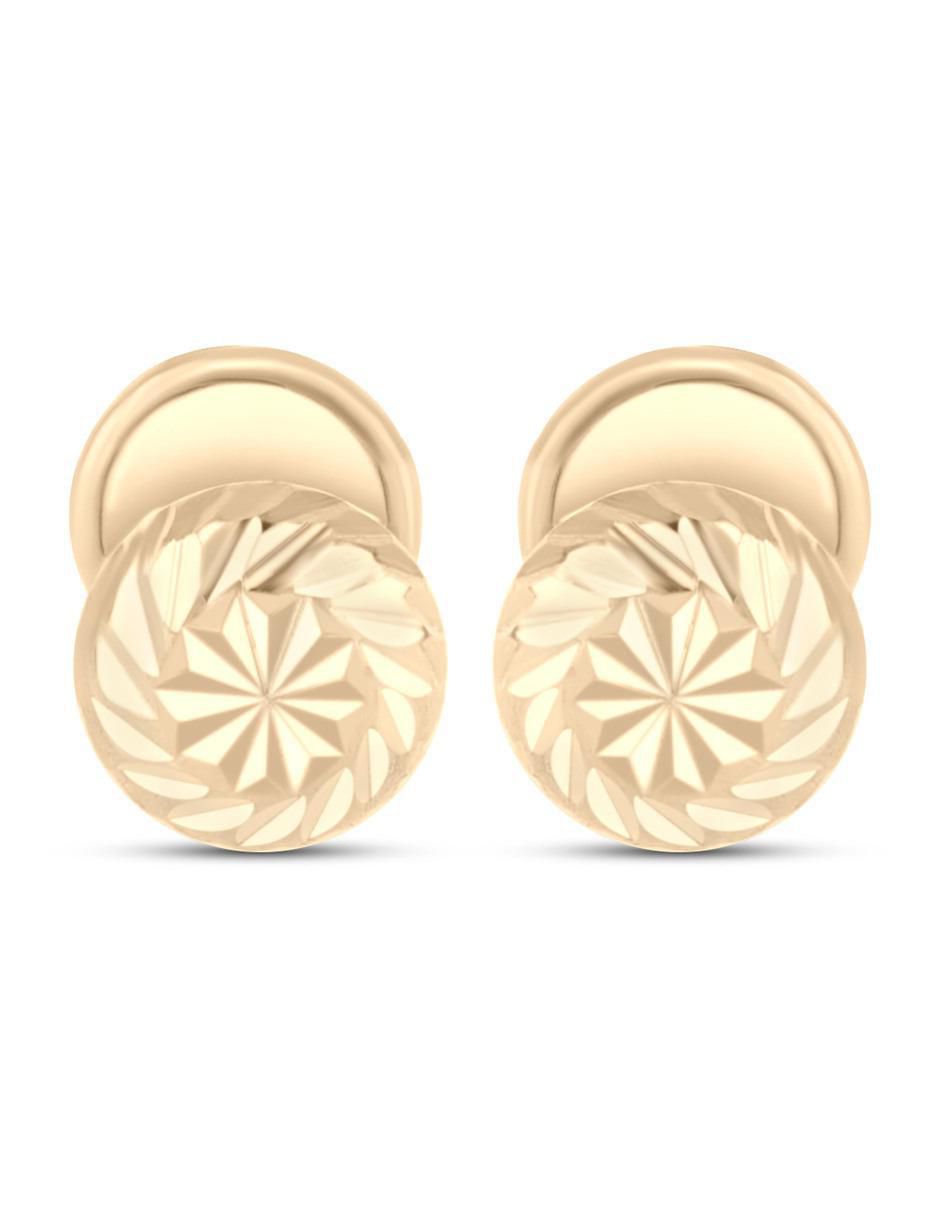 Broqueles de esfera de oro amarillo 14 K con acabado brillante