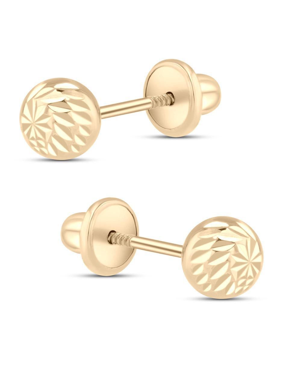 Broqueles de esfera de oro amarillo 14 K con acabado brillante 2