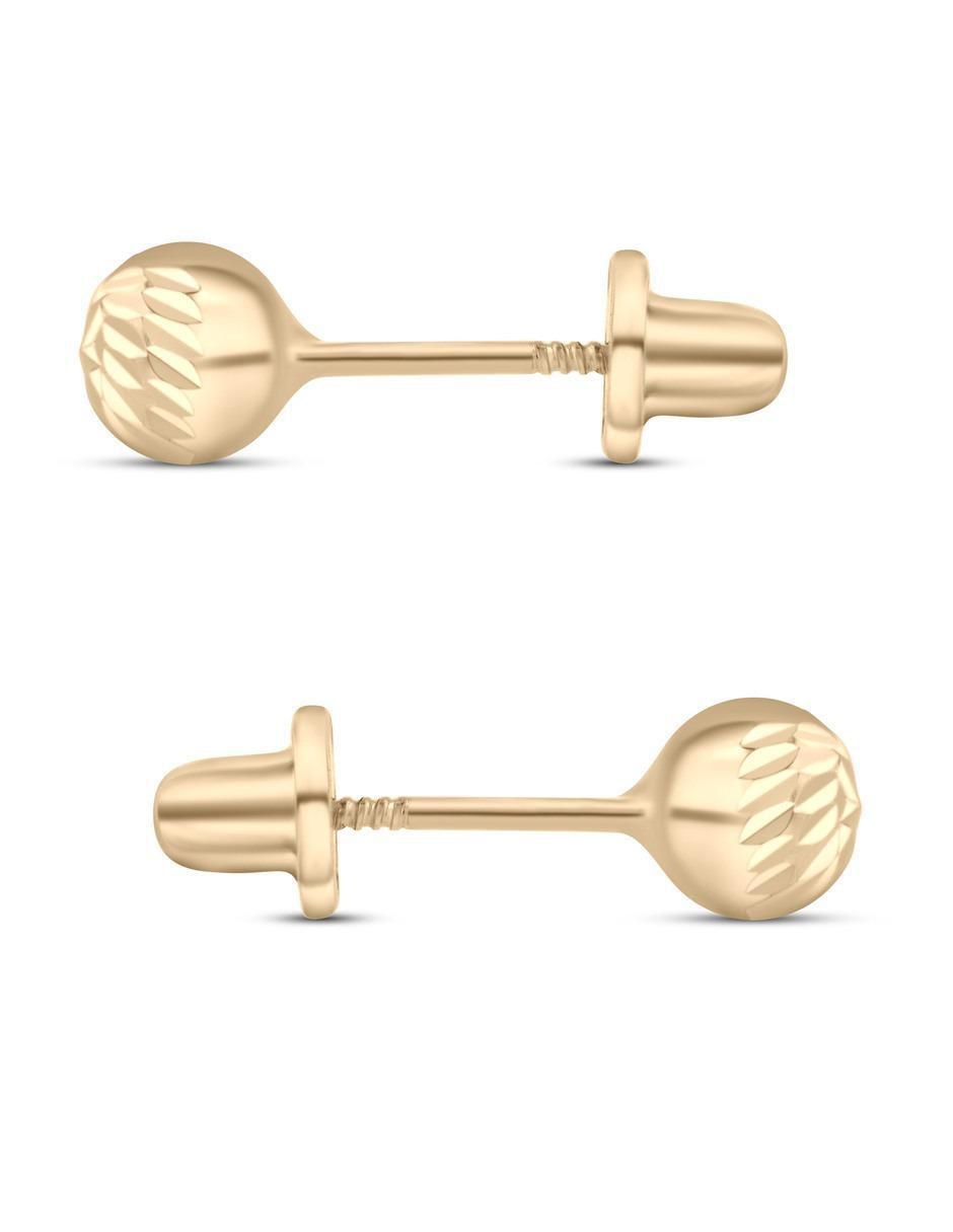 Broqueles de esfera de oro amarillo 14 K con acabado brillante 3