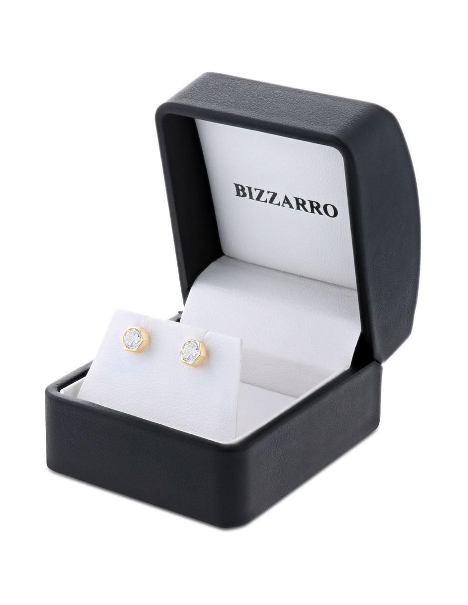 Broqueles de oro amarillo 14 K con acabado brillante zirconia 4