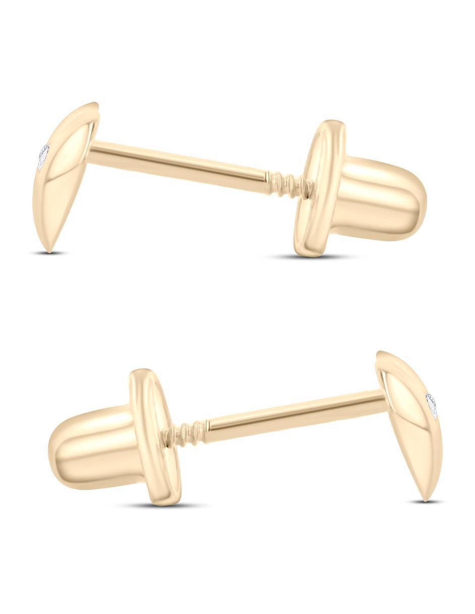 Broqueles de corazón de oro amarillo 14 K con acabado brillante zirconia 3