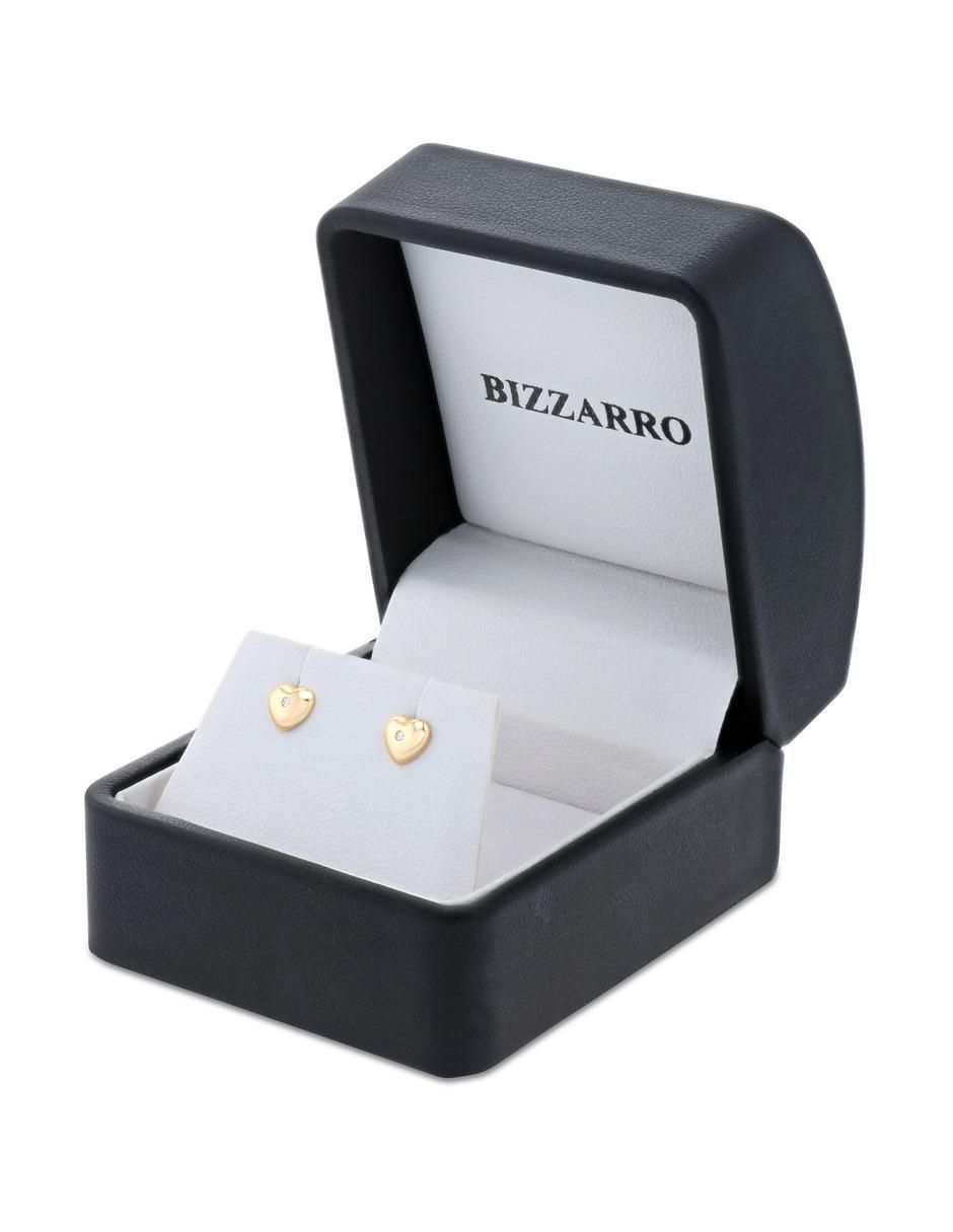 Broqueles de corazón de oro amarillo 14 K con acabado brillante zirconia 4