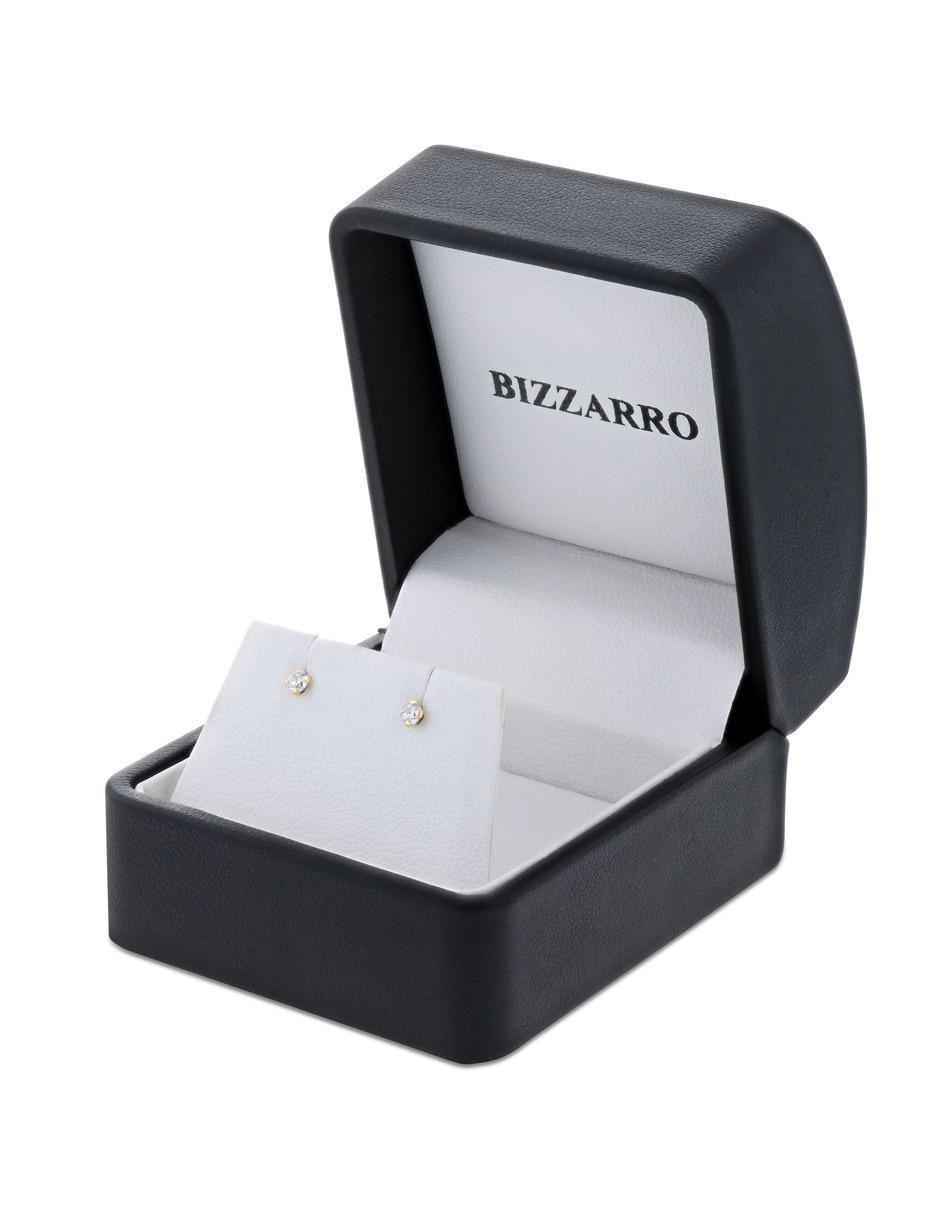 Broqueles circulares de oro amarillo 14 K con acabado brillante zirconia 4