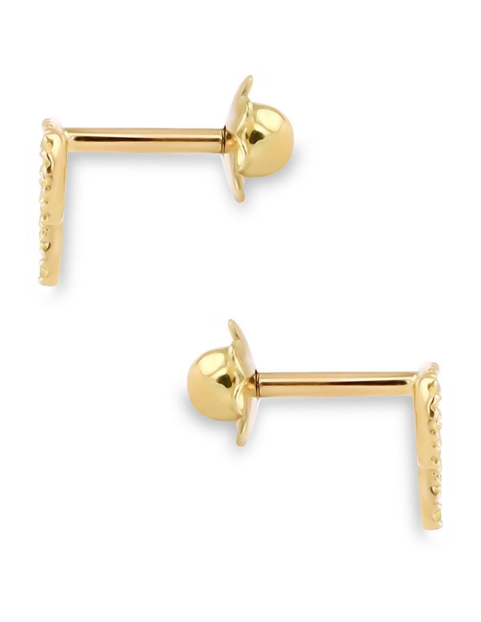Broqueles de letra P de oro amarillo 14 K con acabado brillante diamante 3