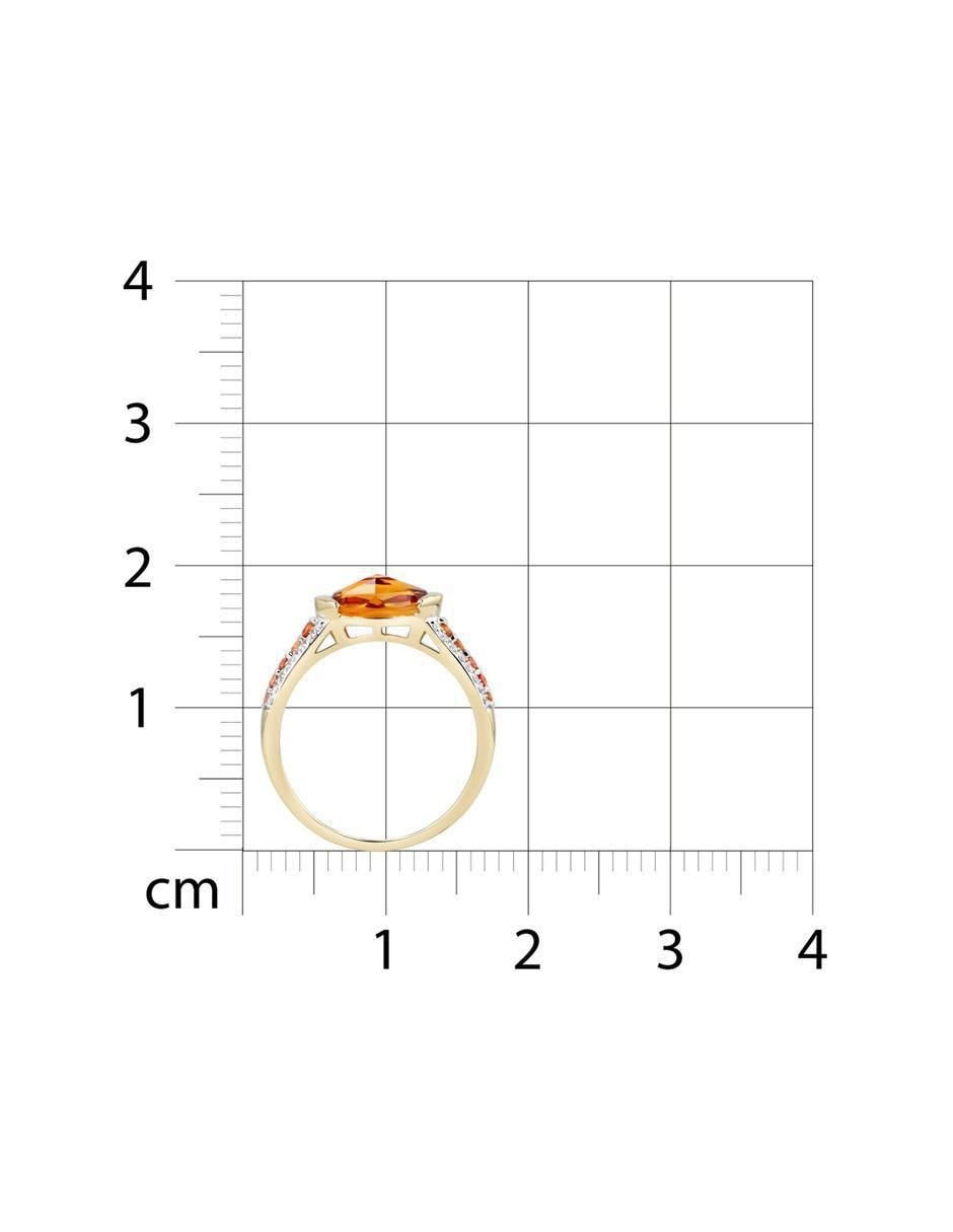 Anillo 14 K de oro amarillo citrina y diamante brillante 6