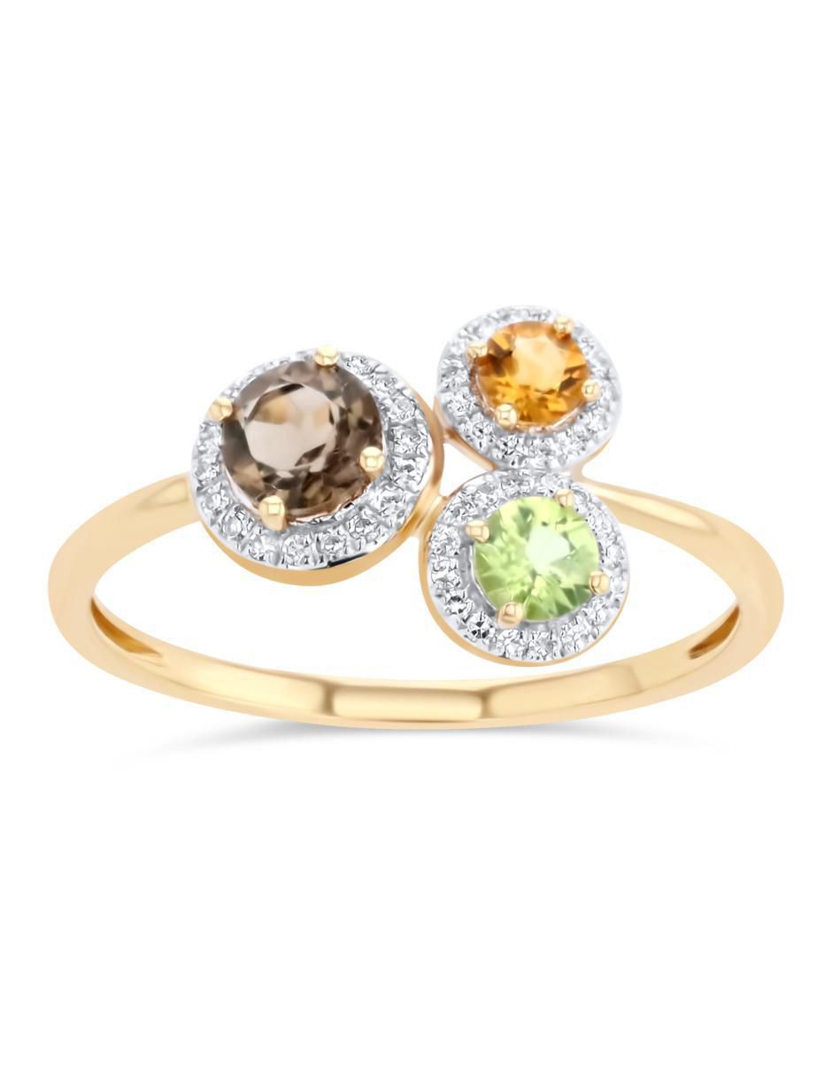 Anillo 14 K de oro amarillo diamante brillante
