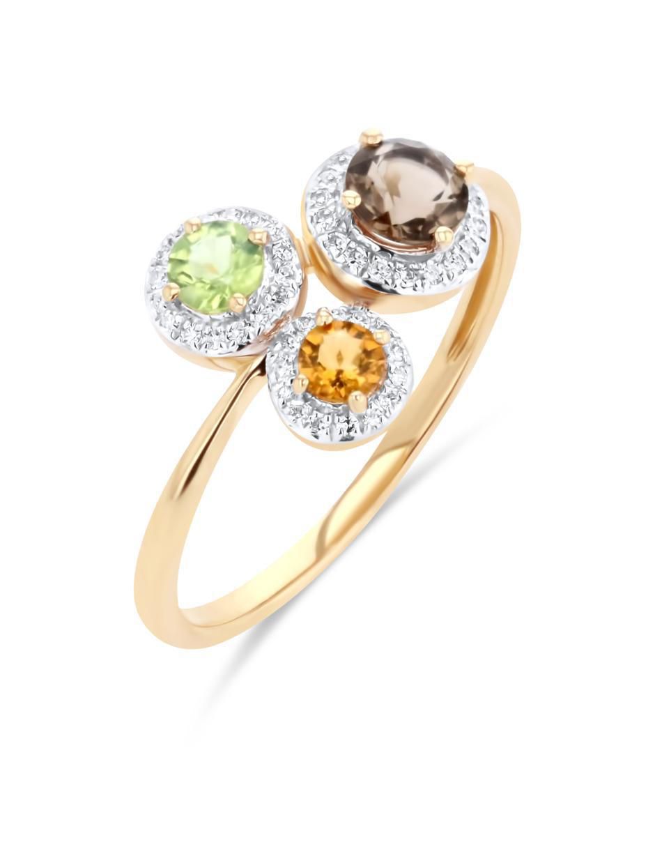 Anillo 14 K de oro amarillo diamante brillante 2
