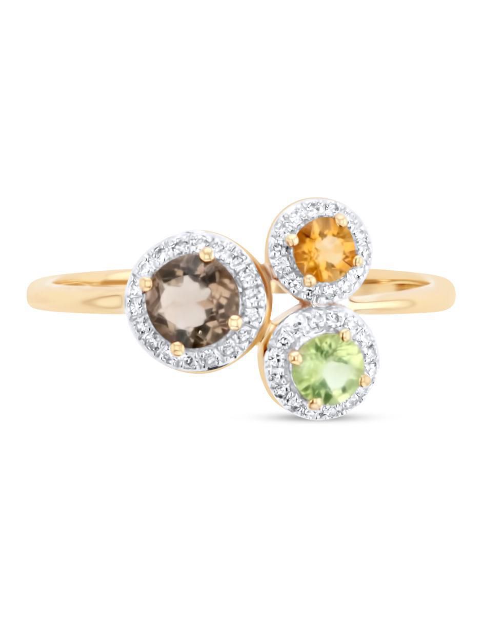 Anillo 14 K de oro amarillo diamante brillante 3