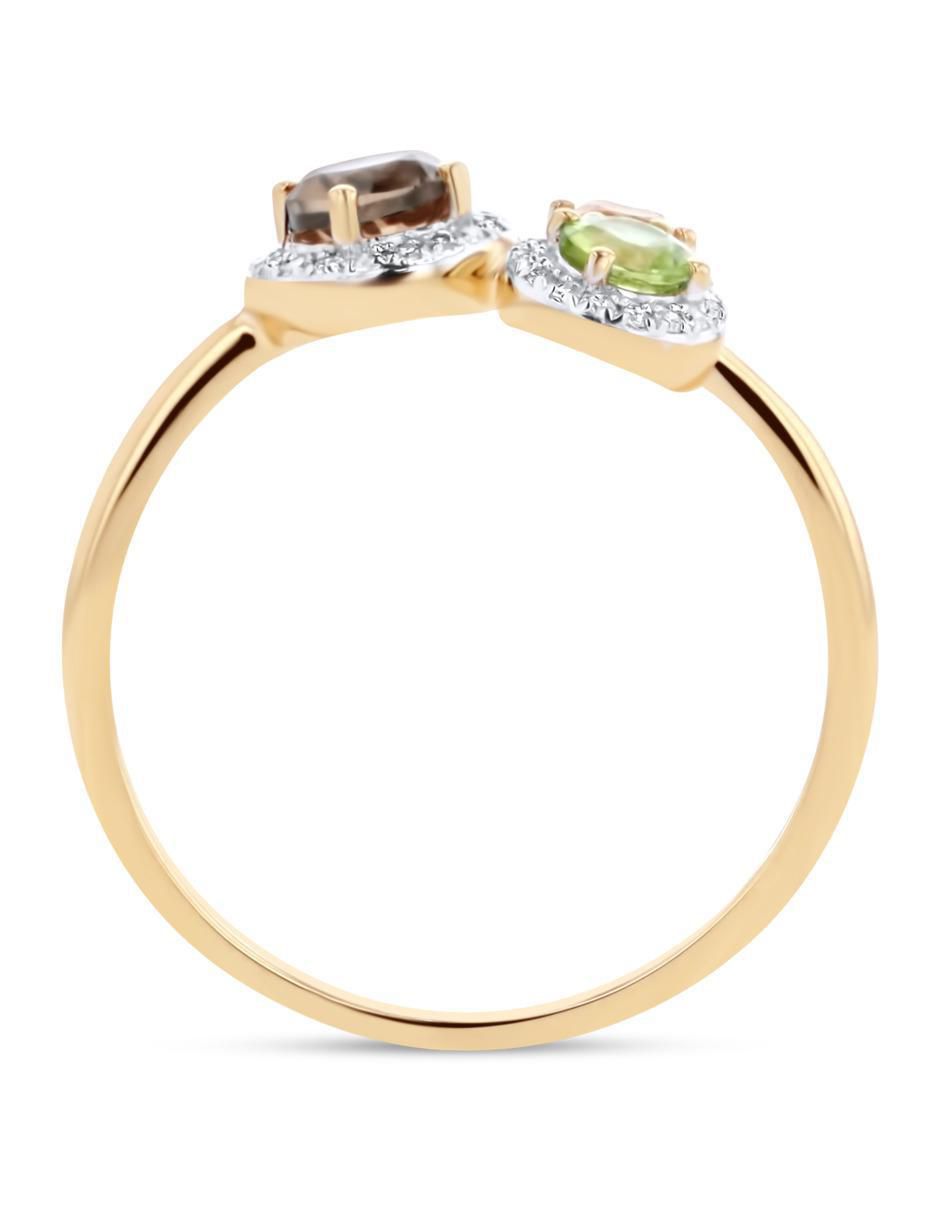 Anillo 14 K de oro amarillo diamante brillante 4